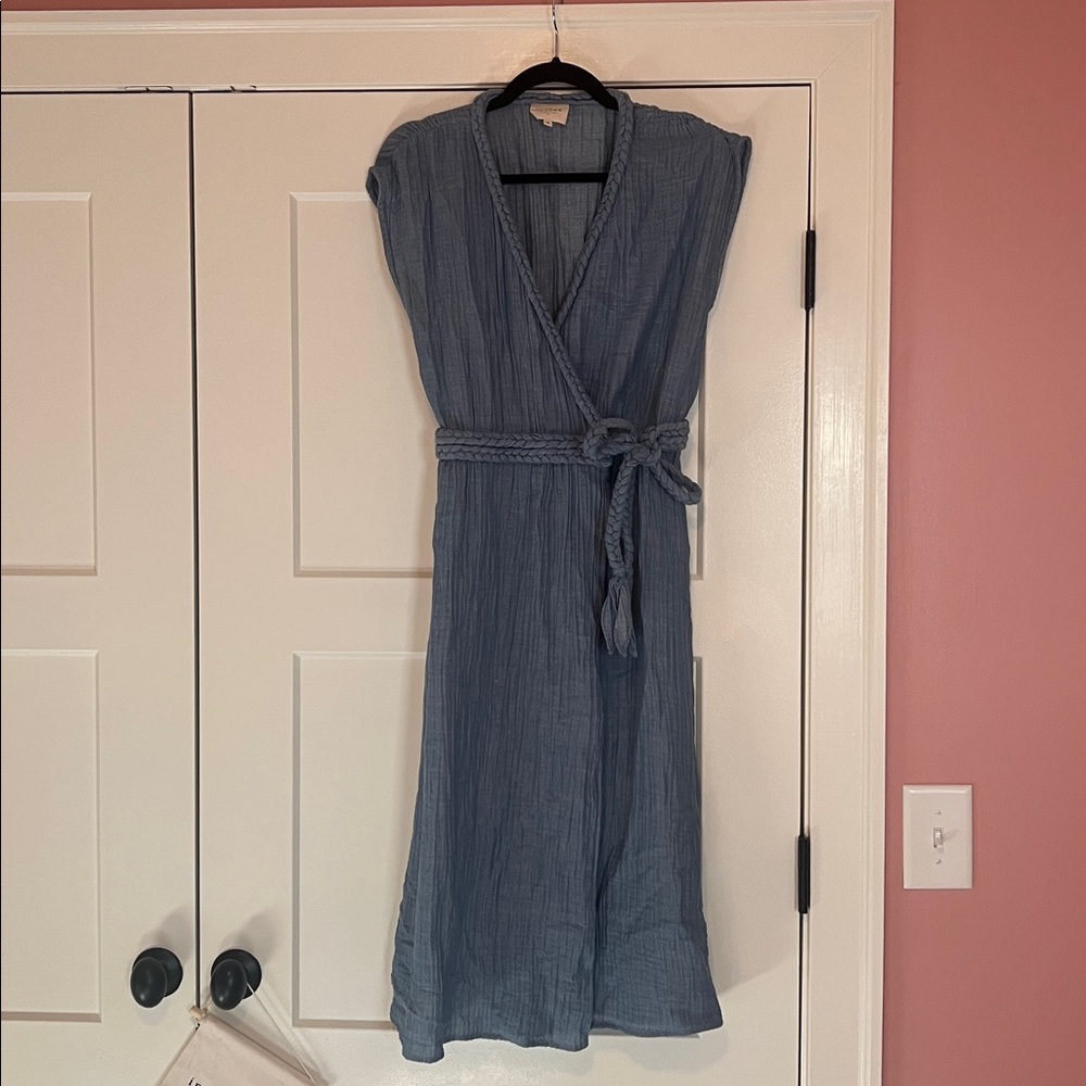 Sezane Pamela Dress Chambray Bleu - Size 36